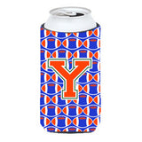 Letter Y Football Green, Blue And Orange Tall Boy Beverage Insulator Hugger Cj1083-Ytbc