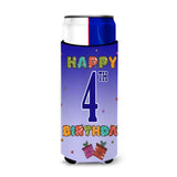 Happy 4Th Birthday Ultra Beverage Insulators For Slim Cans Cj1095Muk