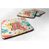 Caroline'S Treasures Cj2001-Bfc Letter B Retro Teal Orange Musical Instruments Initial Foam Coasters (Set Of 4), 3.5, Mult