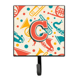 Caroline'S Treasures Cj2001-Csh4 Letter C Retro Teal Orange Musical Instruments Initial Leash Or Key Holder, Small, Multicolor