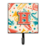 Caroline'S Treasures Cj2001-Hsh4 Letter H Retro Teal Orange Musical Instruments Initial Leash Or Key Holder, Small, Multicolor