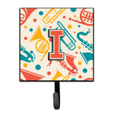 Caroline'S Treasures Cj2001-Ish4 Letter I Retro Teal Orange Musical Instruments Initial Leash Or Key Holder, Small, Multicolor