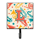 Caroline'S Treasures Cj2001-Lsh4 Letter L Retro Teal Orange Musical Instruments Initial Leash Or Key Holder, Small, Multicolor