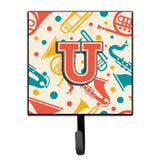 Caroline'S Treasures Cj2001-Ush4 Letter U Retro Teal Orange Musical Instruments Initial Leash Or Key Holder, Small, Multicolor