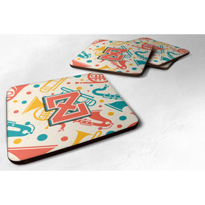 Caroline'S Treasures Cj2001-Zfc Letter Z Retro Teal Orange Musical Instruments Initial Foam Coasters (Set Of 4), 3.5, Mult