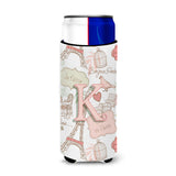 Letter K Love In Paris Pink Ultra Beverage Insulators For Slim Cans Cj2002-Kmuk