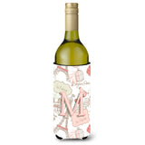Letter M Love In Paris Pink Wine Bottle Beverage Insulator Hugger Cj2002-Mliterk