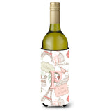 Letter P Love In Paris Pink Wine Bottle Beverage Insulator Hugger Cj2002-Pliterk