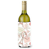 Letter Q Love In Paris Pink Wine Bottle Beverage Insulator Hugger Cj2002-Qliterk