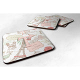 Caroline'S Treasures Cj2002-Tfc Letter T Love In Paris Pink Foam Coasters (Set Of 4), 3.5, Multicolor