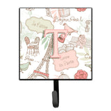 Caroline'S Treasures Cj2002-Tsh4 Letter T Love In Paris Pink Leash Or Key Holder, Small, Multicolor