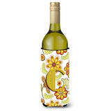 Letter C Floral Mustard And Green Wine Bottle Beverage Insulator Hugger Cj2003-Cliterk