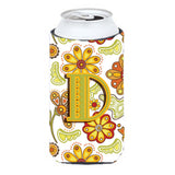 Letter D Floral Mustard And Green Tall Boy Beverage Insulator Hugger Cj2003-Dtbc