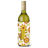 Letter F Floral Mustard And Green Wine Bottle Beverage Insulator Hugger Cj2003-Fliterk