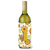Letter I Floral Mustard And Green Wine Bottle Beverage Insulator Hugger Cj2003-Iliterk