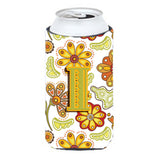 Letter I Floral Mustard And Green Tall Boy Beverage Insulator Hugger Cj2003-Itbc