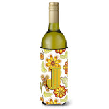Letter J Floral Mustard And Green Wine Bottle Beverage Insulator Hugger Cj2003-Jliterk