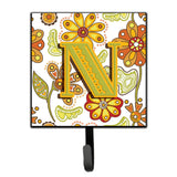Caroline'S Treasures Cj2003-Nsh4 Letter N Floral Mustard And Green Leash Or Key Holder, Small, Multicolor