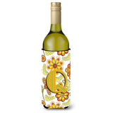 Letter Q Floral Mustard And Green Wine Bottle Beverage Insulator Hugger Cj2003-Qliterk