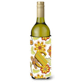 Letter S Floral Mustard And Green Wine Bottle Beverage Insulator Hugger Cj2003-Sliterk