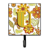 Caroline'S Treasures Cj2003-Ush4 Letter U Floral Mustard And Green Leash Or Key Holder, Small, Multicolor