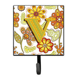 Caroline'S Treasures Cj2003-Vsh4 Letter V Floral Mustard And Green Leash Or Key Holder, Small, Multicolor