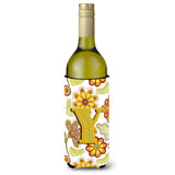 Letter Y Floral Mustard And Green Wine Bottle Beverage Insulator Hugger Cj2003-Yliterk
