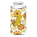 Letter Z Floral Mustard And Green Tall Boy Beverage Insulator Hugger Cj2003-Ztbc