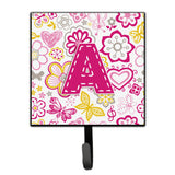 Caroline'S Treasures Cj2005-Ash4 Letter A Flowers And Butterflies Pink Leash Or Key Holder, Small, Multicolor