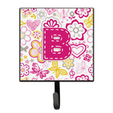 Caroline'S Treasures Cj2005-Bsh4 Letter B Flowers And Butterflies Pink Leash Or Key Holder, Small, Multicolor