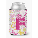 Caroline'S Treasures Cj2005-Fcc Letter F Flowers And Butterflies Pink Can Or Bottle Hugger, Multicolor