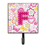 Caroline'S Treasures Cj2005-Fsh4 Letter F Flowers And Butterflies Pink Leash Or Key Holder, Small, Multicolor