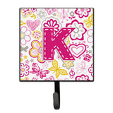 Caroline'S Treasures Cj2005-Ksh4 Letter K Flowers And Butterflies Pink Leash Or Key Holder, Small, Multicolor