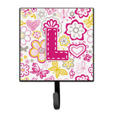 Caroline'S Treasures Cj2005-Lsh4 Letter L Flowers And Butterflies Pink Leash Or Key Holder, Small, Multicolor