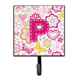 Caroline'S Treasures Cj2005-Psh4 Letter P Flowers And Butterflies Pink Leash Or Key Holder, Small, Multicolor