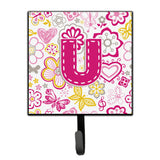 Caroline'S Treasures Cj2005-Ush4 Letter U Flowers And Butterflies Pink Leash Or Key Holder, Small, Multicolor