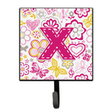 Caroline'S Treasures Cj2005-Xsh4 Letter X Flowers And Butterflies Pink Leash Or Key Holder, Small, Multicolor