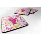Caroline'S Treasures Cj2005-Yfc Letter Y Flowers And Butterflies Pink Foam Coasters (Set Of 4), 3.5, Multicolor