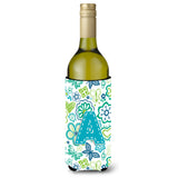 Letter A Flowers And Butterflies Teal Blue Wine Bottle Beverage Insulator Hugger Cj2006-Aliterk