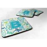 Caroline'S Treasures Cj2006-Bfc Letter B Flowers And Butterflies Teal Blue Foam Coasters (Set Of 4), 3.5, Multicolor