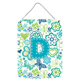 Caroline'S Treasures Cj2006-Dds1216 Letter D Flowers And Butterflies Teal Blue Wall Or Door Hanging Prints, 16 X 12, Multi