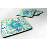 Caroline'S Treasures Cj2006-Gfc Letter G Flowers And Butterflies Teal Blue Foam Coasters (Set Of 4), 3.5, Multicolor