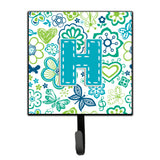 Caroline'S Treasures Cj2006-Hsh4 Letter H Flowers And Butterflies Teal Blue Leash Or Key Holder, Small, Multicolor