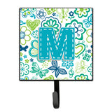 Caroline'S Treasures Cj2006-Msh4 Letter M Flowers And Butterflies Teal Blue Leash Or Key Holder, Small, Multicolor