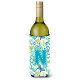 Letter N Flowers And Butterflies Teal Blue Wine Bottle Beverage Insulator Hugger Cj2006-Nliterk