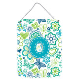 Caroline'S Treasures Cj2006-Ods1216 Letter O Flowers And Butterflies Teal Blue Wall Or Door Hanging Prints, 16 X 12, Multi