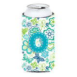 Letter O Flowers And Butterflies Teal Blue Tall Boy Beverage Insulator Hugger Cj2006-Otbc