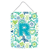 Caroline'S Treasures Cj2006-Rds1216 Letter R Flowers And Butterflies Teal Blue Wall Or Door Hanging Prints, 16 X 12, Multi