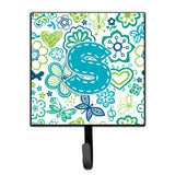 Caroline'S Treasures Cj2006-Ssh4 Letter S Flowers And Butterflies Teal Blue Leash Or Key Holder, Small, Multicolor