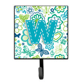 Caroline'S Treasures Cj2006-Wsh4 Letter W Flowers And Butterflies Teal Blue Leash Or Key Holder, Small, Multicolor